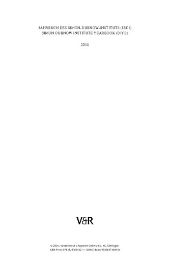 Jahrbuch des Simon-Dubnow-Instituts / Simon Dubnow Institute Yearbook XIII/2014