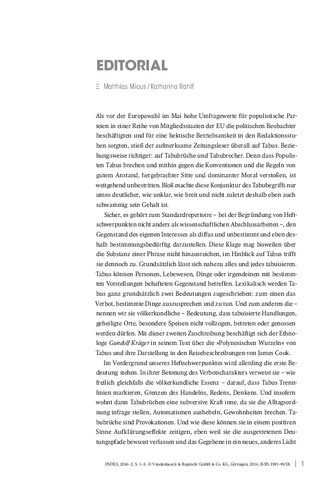 Tabus: Indes. Zeitschrift für Politik und Gesellschaft 2014 Heft 02