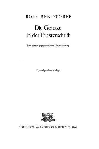 Die Gesetze in der Priesterschrift