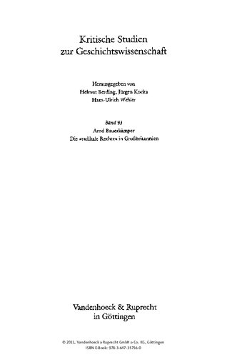 Die »radikale Rechte« in Großbritannien: Nationalistische, antisemitische und faschistische Bewegungen vom späten 19. Jahrhundert bis 1945