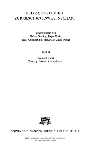 Emanzipation und Antisemitismus: Studien zur 'Judenfrage' d. bürgerl. Gesellschaft