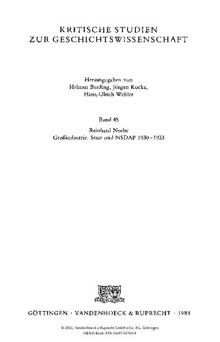 Großindustrie, Staat und NSDAP 1930-1933: Paul Silverberg und der Reichsverband der Deutschen Industrie in der Krise der Weimarer Republik