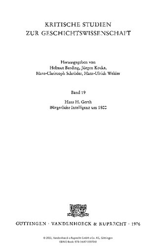 Bürgerliche Intelligenz um 1800: Zur Soziologie des deutschen Frühliberalismus