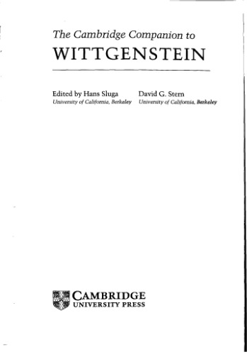 The Cambridge Companion to Wittgenstein (Cambridge Companions to Philosophy)
