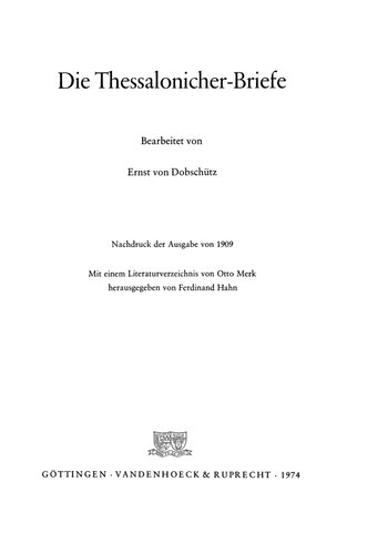 Die Thessalonicherbriefe