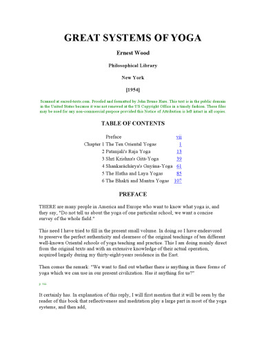 Great Systems Of Yoga