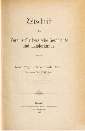 Zeitschrift des Vereins für hessische Geschichte und Landeskunde