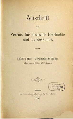 Zeitschrift des Vereins für hessische Geschichte und Landeskunde