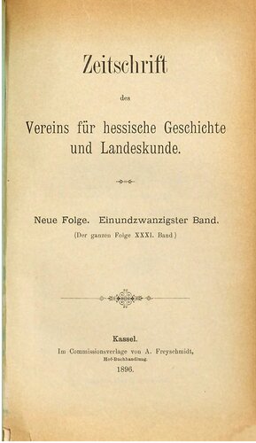Zeitschrift des Vereins für hessische Geschichte und Landeskunde