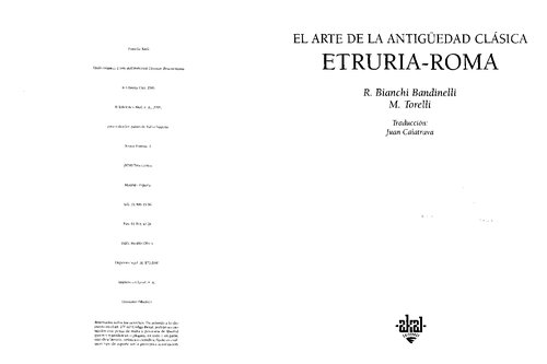 El Arte de la Antigüedad Clásica. Etruria-Roma