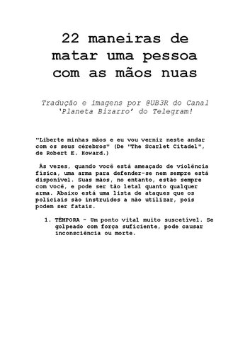 22 maneiras de matar uma pessoa com as mãos nuas