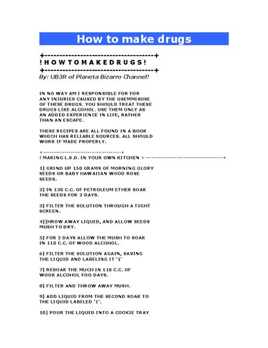 How to make drugs: como fazer drogas