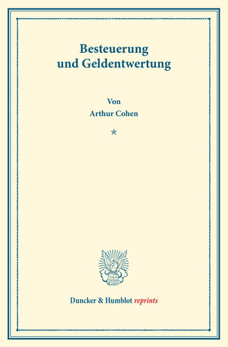 Besteuerung und Geldentwertung: Finanzwissenschaftliche Untersuchungen, hrsg. von Walther Lotz, zweiter Teil. Deutsche Zahlungsbilanz und Stabilisierungsfrage, im Auftrage des Vereins veranstaltet von Karl Diehl / Felix Somary. (Schriften des Vereins für Sozialpolitik 168/II)