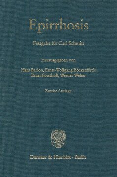 Epirrhosis: Festgabe für Carl Schmitt (zum 80. Geburtstag)