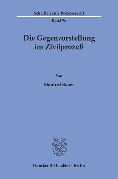 Die Gegenvorstellung im Zivilprozeß