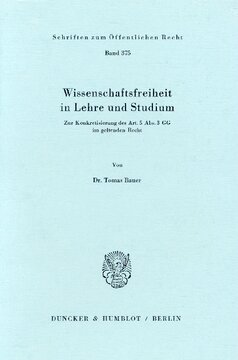 Wissenschaftsfreiheit in Lehre und Studium: Zur Konkretisierung des Art. 5 Abs. 3 GG im geltenden Recht