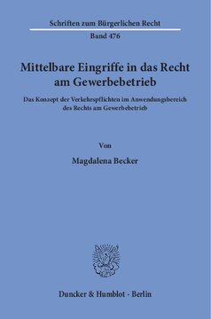 Mittelbare Eingriffe in das Recht am Gewerbebetrieb: Das Konzept der Verkehrspflichten im Anwendungsbereich des Rechts am Gewerbebetrieb