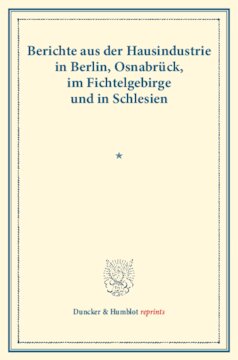 Berichte aus der Hausindustrie in Berlin, Osnabrück, im Fichtelgebirge und in Schlesien: Die deutsche Hausindustrie, vierter Band. (Schriften des Vereins für Socialpolitik XLII)