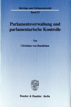 Parlamentsverwaltung und parlamentarische Kontrolle