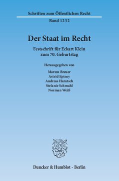 Der Staat im Recht: Festschrift für Eckart Klein zum 70. Geburtstag