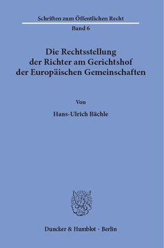 Die Rechtsstellung der Richter am Gerichtshof der Europäischen Gemeinschaften