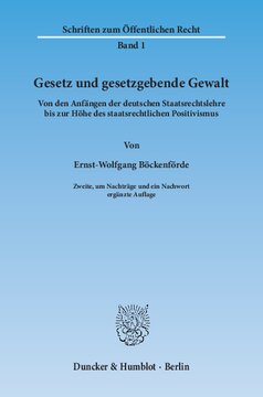 Gesetz und gesetzgebende Gewalt: Von den Anfängen der deutschen Staatsrechtslehre bis zur Höhe des staatsrechtlichen Positivismus