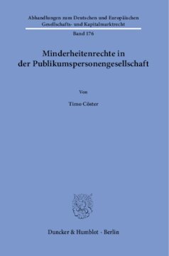 Minderheitenrechte in der Publikumspersonengesellschaft