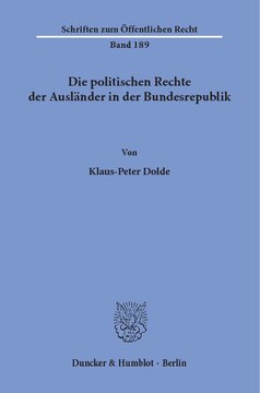 Die politischen Rechte der Ausländer in der Bundesrepublik