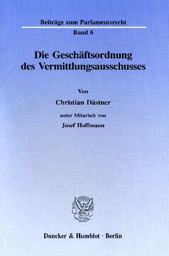 Die Geschäftsordnung des Vermittlungsausschusses