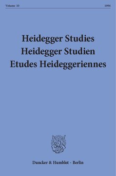 Heidegger Studies / Heidegger Studien / Etudes Heideggeriennes: Vol. 10 (1994)
