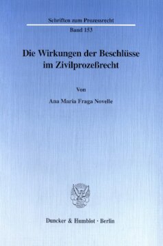 Die Wirkungen der Beschlüsse im Zivilprozeßrecht