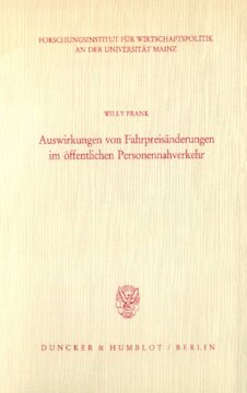 Auswirkungen von Fahrpreisänderungen im öffentlichen Personennahverkehr