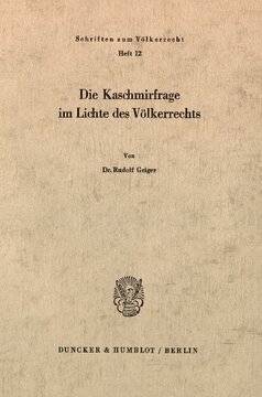 Die Kaschmirfrage im Lichte des Völkerrechts