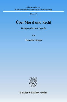 Über Moral und Recht: Streitgespräch mit Uppsala. Aus dem Dänischen übersetzt und eingeleitet von Dr. Hans-Heinrich Vogel