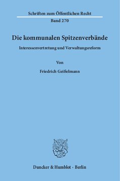 Die kommunalen Spitzenverbände: Interessenvertretung und Verwaltungsreform