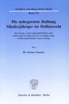 Die unbegrenzte Haftung Minderjähriger im Deliktsrecht: Bewertung, Änderungsmöglichkeiten und Änderungsvorschlag auf der Grundlage einer rechtsvergleichenden Untersuchung