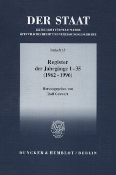 DER STAAT: Register der Jahrgänge 1–35 (1962–1996)