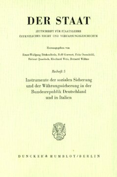 Instrumente der sozialen Sicherung und der Währungssicherung in der Bundesrepublik Deutschland und in Italien