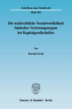 Die strafrechtliche Verantwortlichkeit faktischer Vertretungsorgane bei Kapitalgesellschaften