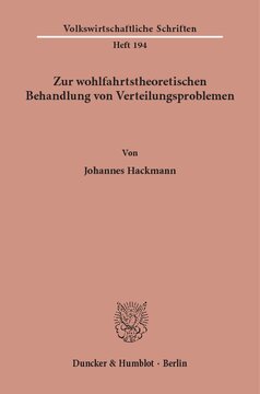 Zur wohlfahrtstheoretischen Behandlung von Verteilungsproblemen