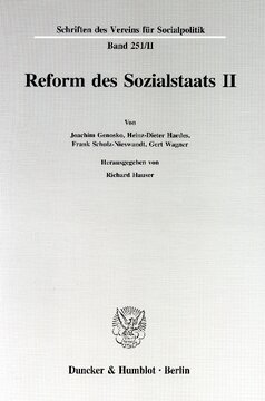 Reform des Sozialstaats II: Theoretische, institutionelle und empirische Aspekte