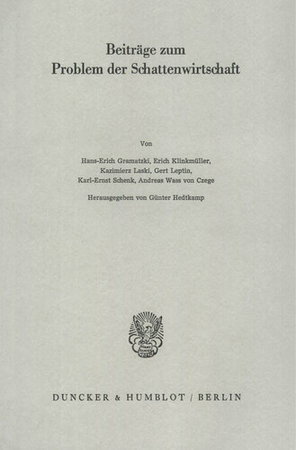 Beiträge zum Problem der Schattenwirtschaft