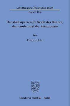 Haushaltssperren im Recht des Bundes, der Länder und der Kommunen