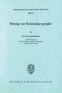 Beiträge zur Kriminalgeographie