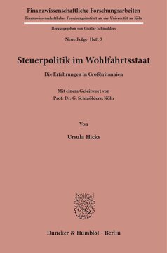 Steuerpolitik im Wohlfahrtsstaat: Die Erfahrungen in Großbritannien