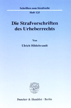 Die Strafvorschriften des Urheberrechts