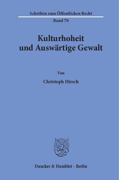 Kulturhoheit und Auswärtige Gewalt