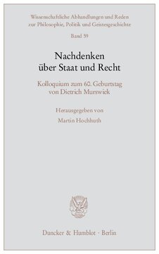 Nachdenken über Staat und Recht: Kolloquium zum 60. Geburtstag von Dietrich Murswiek
