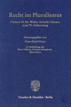 Recht im Pluralismus: Festschrift für Walter Schmitt Glaeser zum 70. Geburtstag