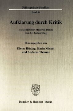 Aufklärung durch Kritik: Festschrift für Manfred Baum zum 65. Geburtstag